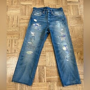 RRL Ralph Lauren Vintage 5 Pocket Relaxed Fit Bootcut Distressed Japanese Jeans